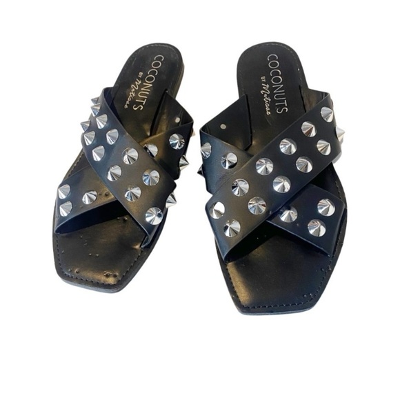 Coconuts by Matisse Lynwood Black Studded Slide Sandals - Picture 3 of 6